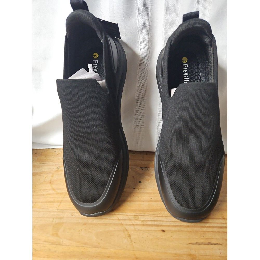 FitVille BriskWalk Recovery Slip-On Wide Walking Sneakers Black Men's 11.5EW